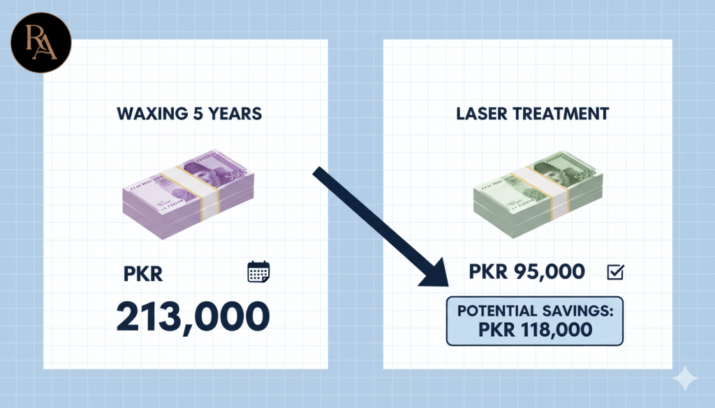 Cost calculation of Waxing vrs Laser hair removal at ritual aesthetics clinic islamabad