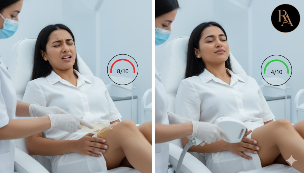Pain Level of waxing vrs laser hair removal at ritual aesthetics clinic islamabad