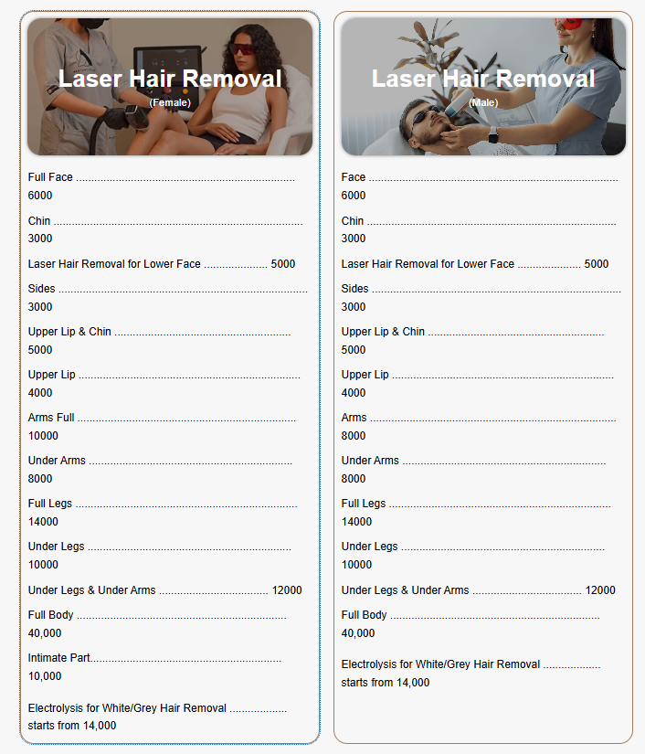 Laser Hair Removal Pricing at Ritual Aesthetics Clinic Islamabad